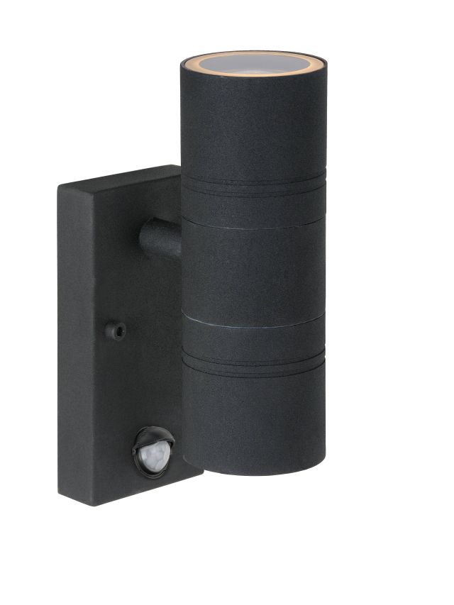 ARNE-LED SPOT MURAL EXTÉRIEUR Ø 6,3 CM LED GU10 2X5W 2700K IP44 NOIR DETECTEUR