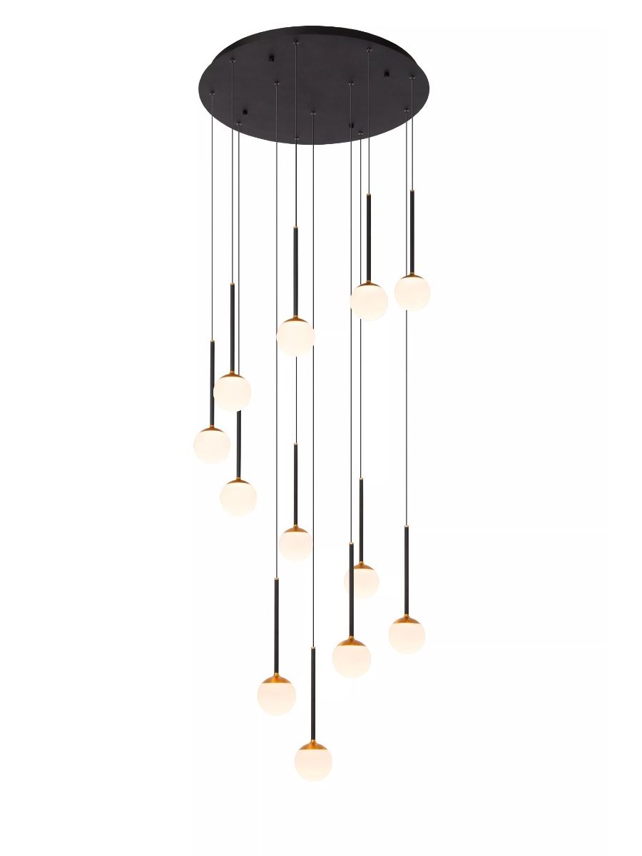 CALINA SUSPENSION 12XLED ROND NOIR