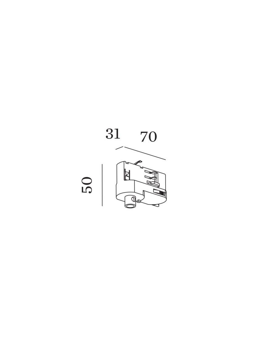 3-PHASE TRACK ADAPTATEUR POUR LUMINAIRES SUSPENDU SANS CÂBLES EN ACIER