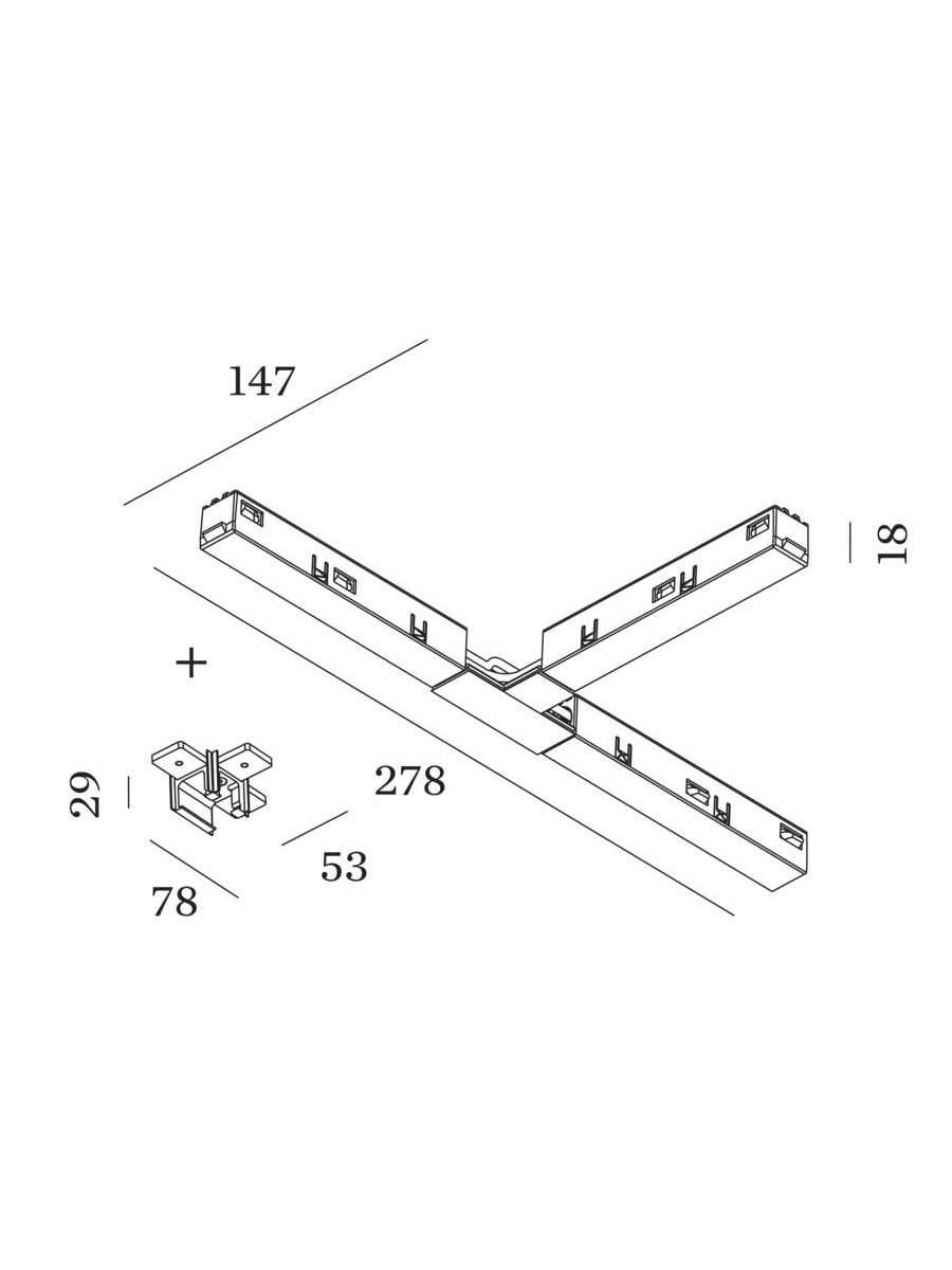 STREX T-CONNECTOR APPARENT / SUSP ELECTRICAL 48V 15A DALI