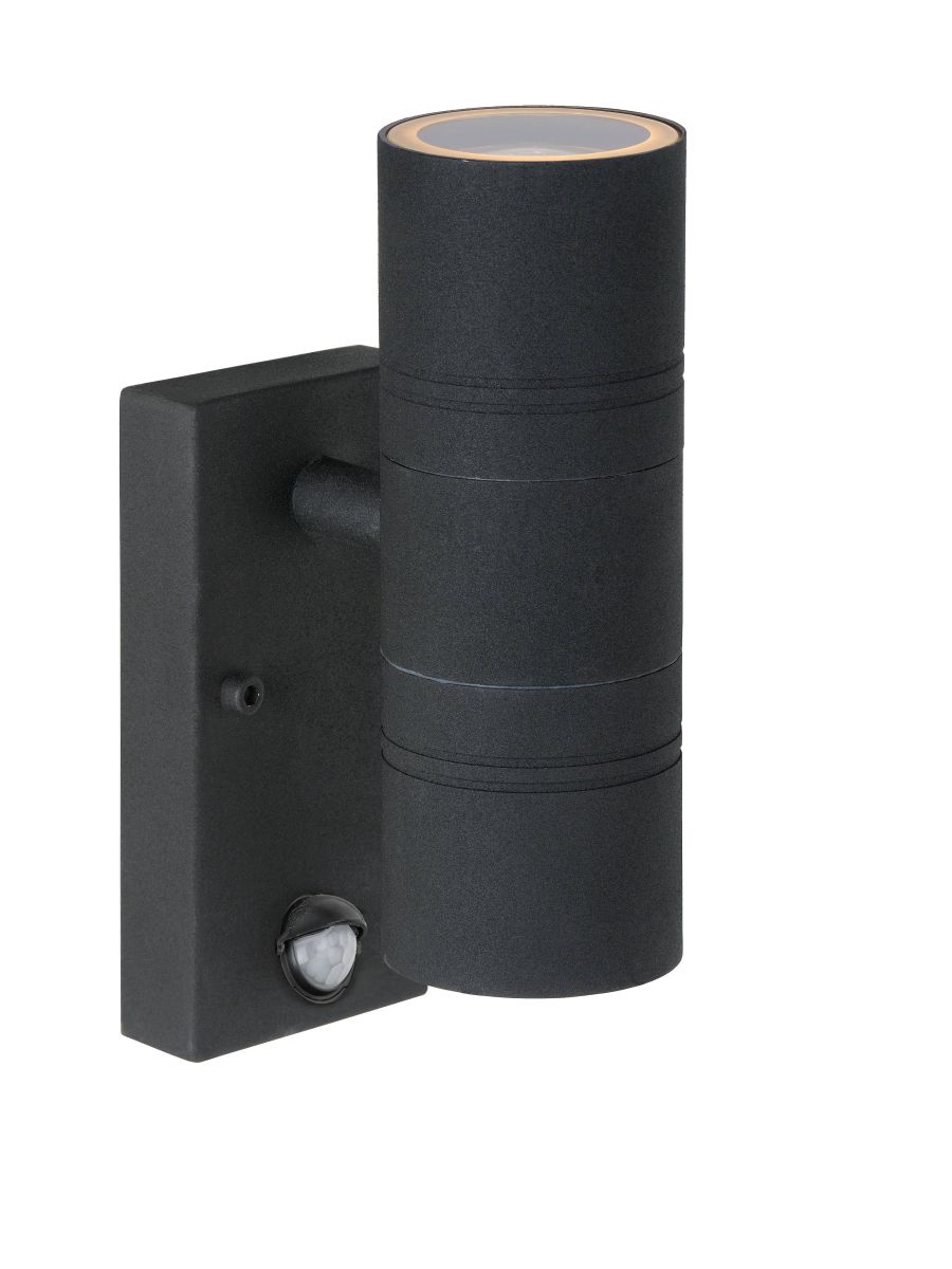 ARNE-LED SPOT MURAL EXTÉRIEUR Ø 6,3 CM LED GU10 2X5W 2700K IP44 NOIR DETECTEUR