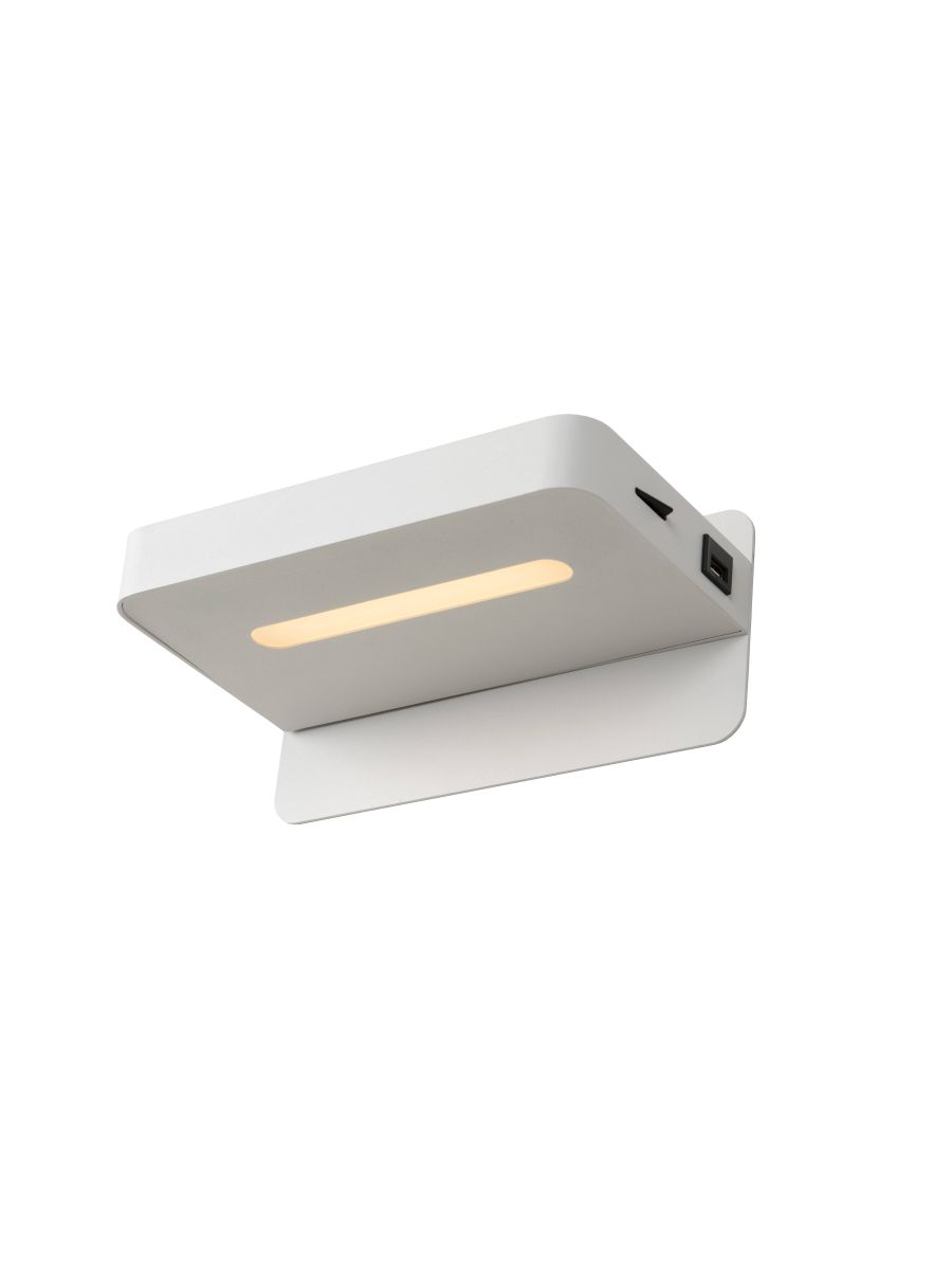 ATKIN LAMPE DE CHEVET LED 1X6W 3000K POINT DE RECHARGEMENT USB BLANC