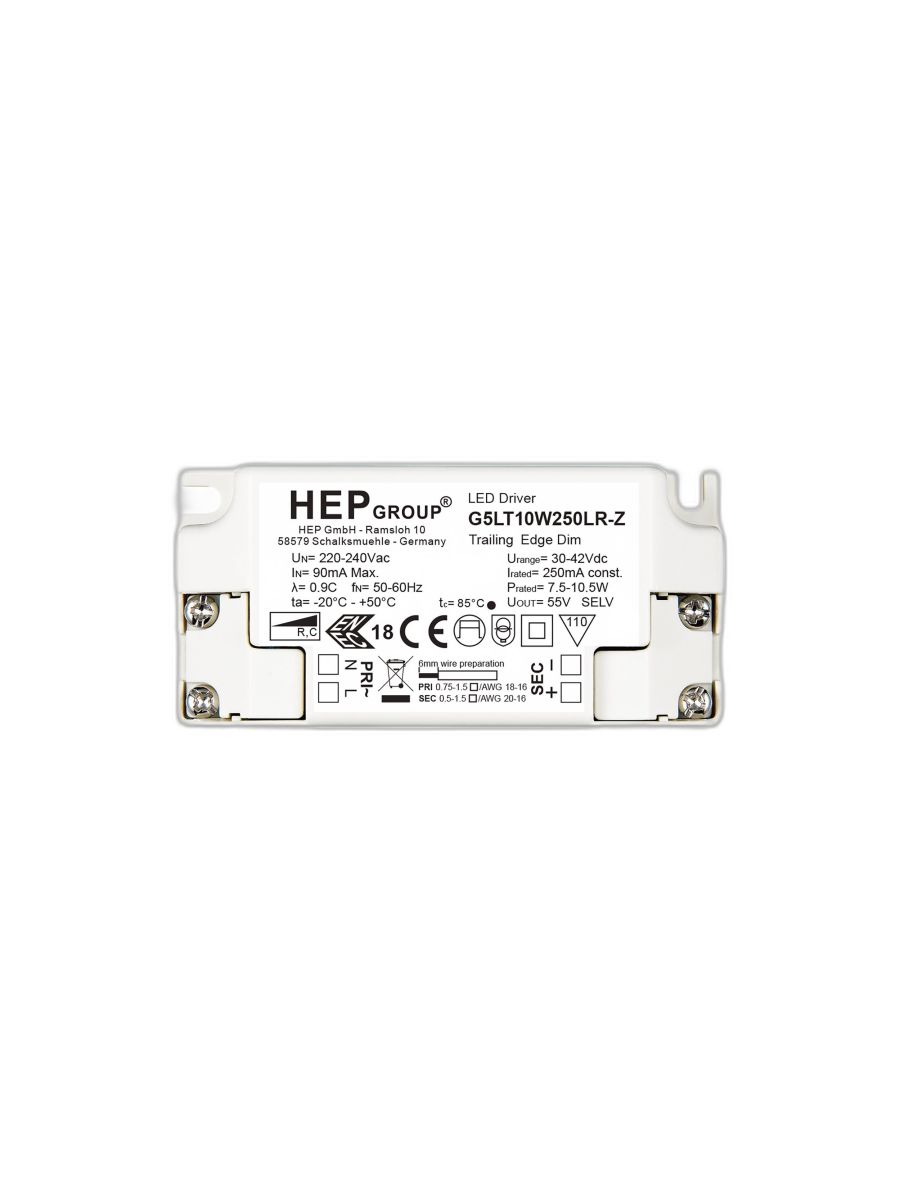 LED DRIVER CC 250MA 10.5W PHASE DIM WHITE