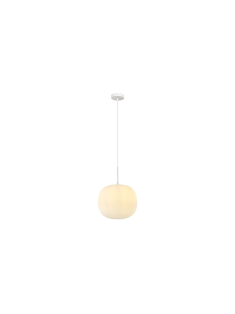 GLASS PENDANT LAMP 40W 1XE27 FROST WHITE GLASS & MATT WHITE METAL