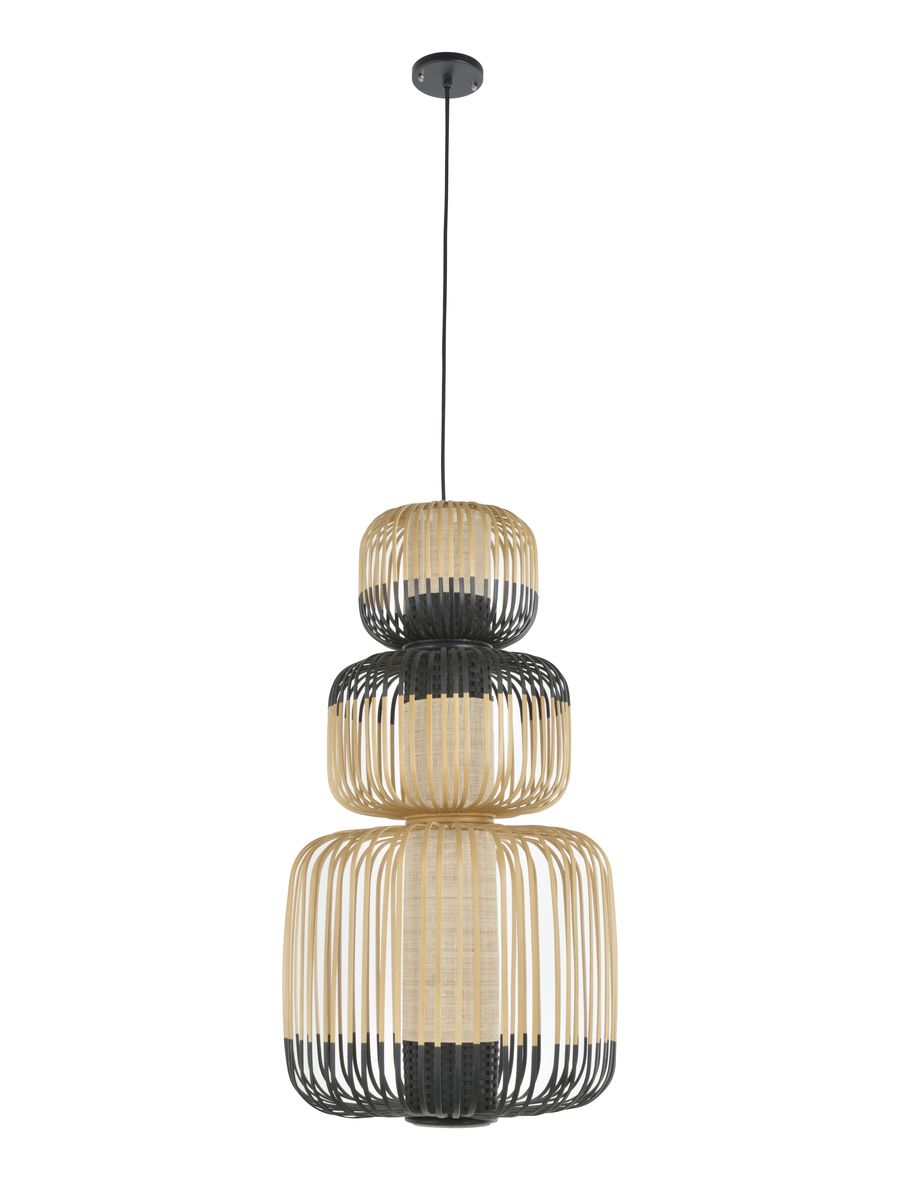 SUSPENSION BAMBOO TOTEM 3 LIGHTS NOIR