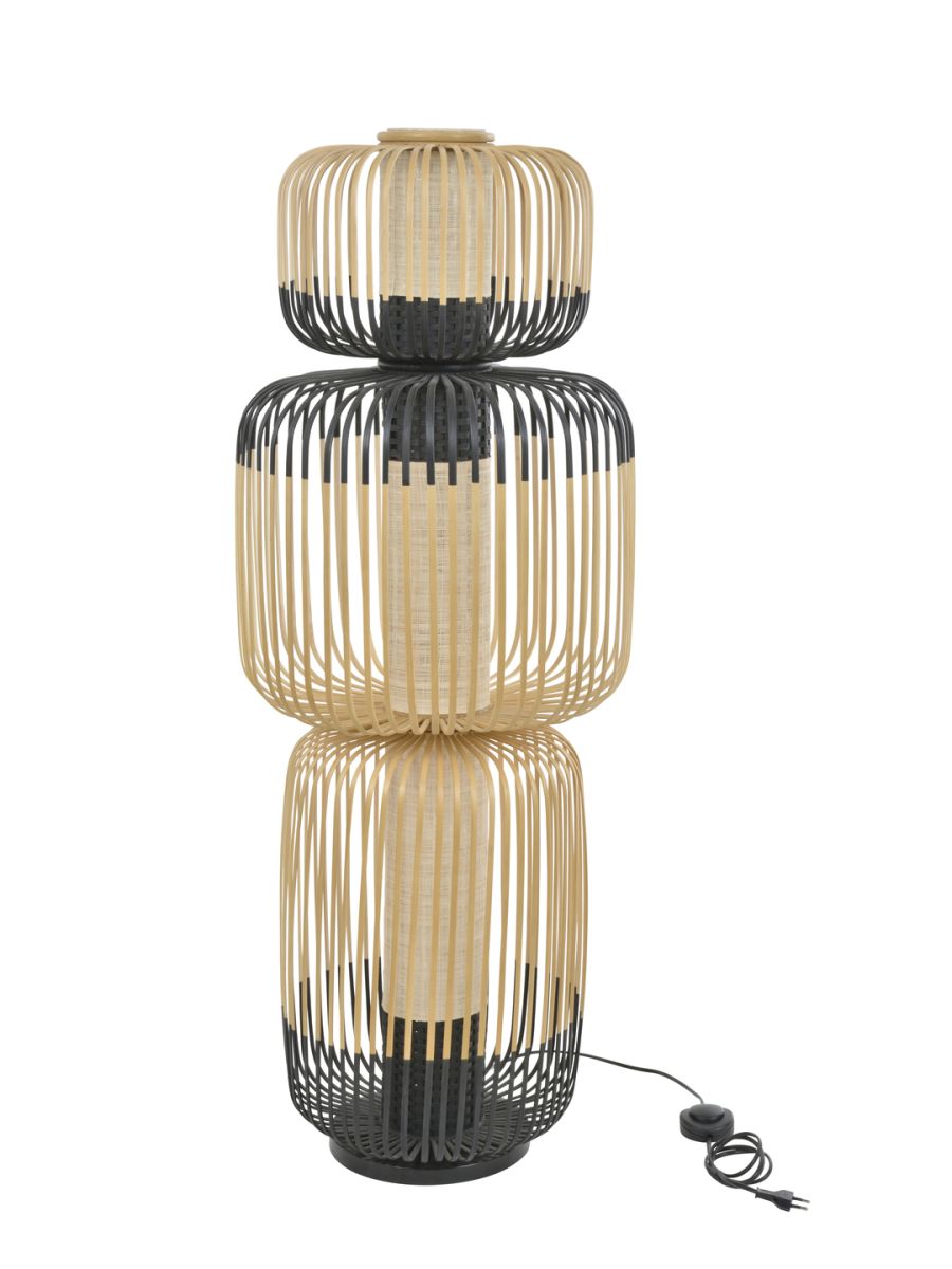 LAMPADAIRE BAMBOO TOTEM 3 LIGHTS NOIR