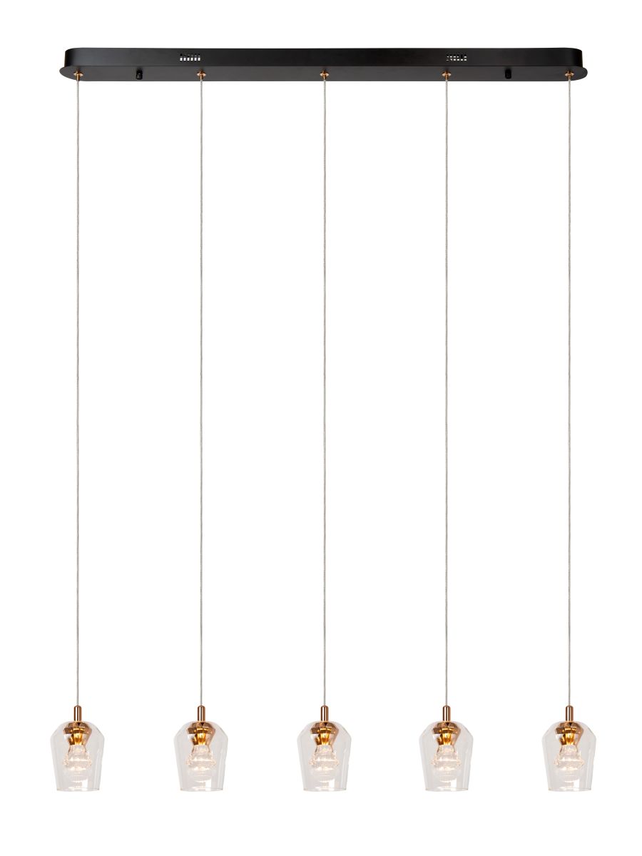 BERLIANE SUSPENSION LED DIM. 5X4W 2700K AVEC MODULE LED REMPLAÇABLE TRANSPARENT