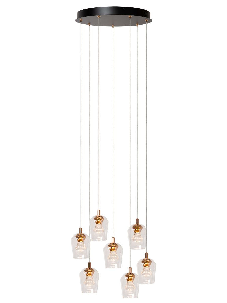 BERLIANE SUSPENSION Ø 39 CM LED DIM. 7X4W 2700K AVEC MODULE LED REMPLAÇABLE TRANSPARENT