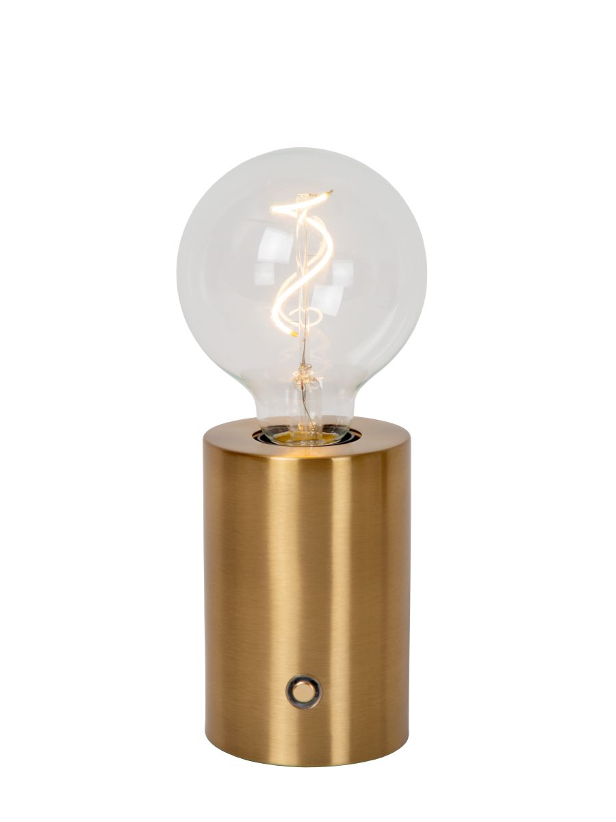 VIVO LAMPE DE TABLE RECHARGEABLE BATTERIE/PILES Ø 8 CM LED DIM. E27 1X1W 2700K OR MAT / LAITON