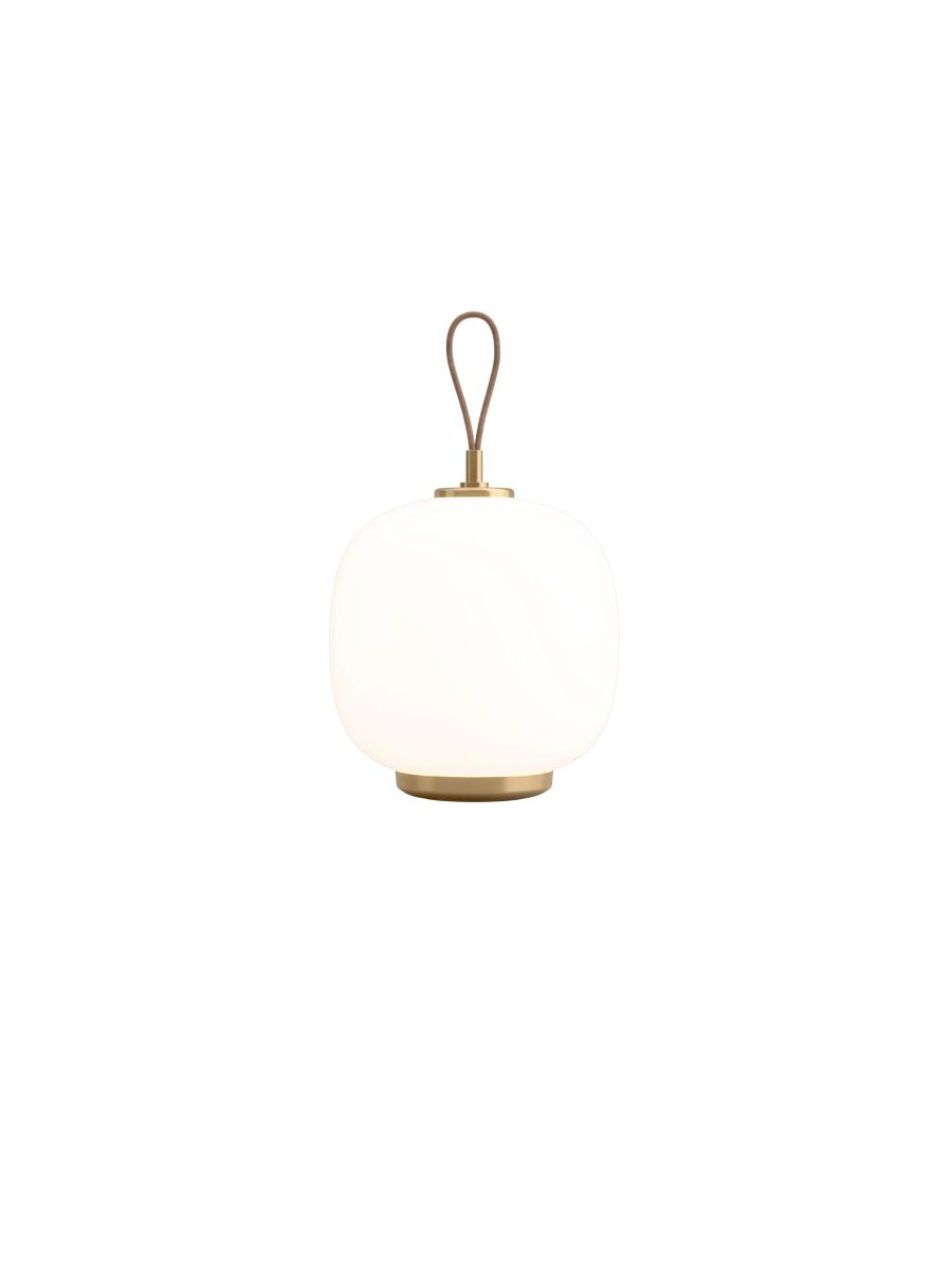 VL 45 RADIOHUS PORTABLE LAMPE BRASS/GLOSSY WHITE OPAL GLASS Ø 175