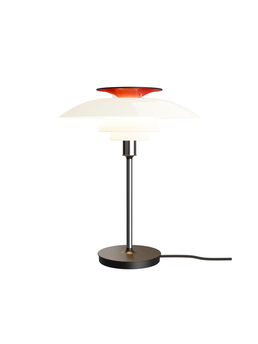 PH 80 LAMPE DE TABLE OPAL WHITE/HIGH LUSTRE CHROME PLATED