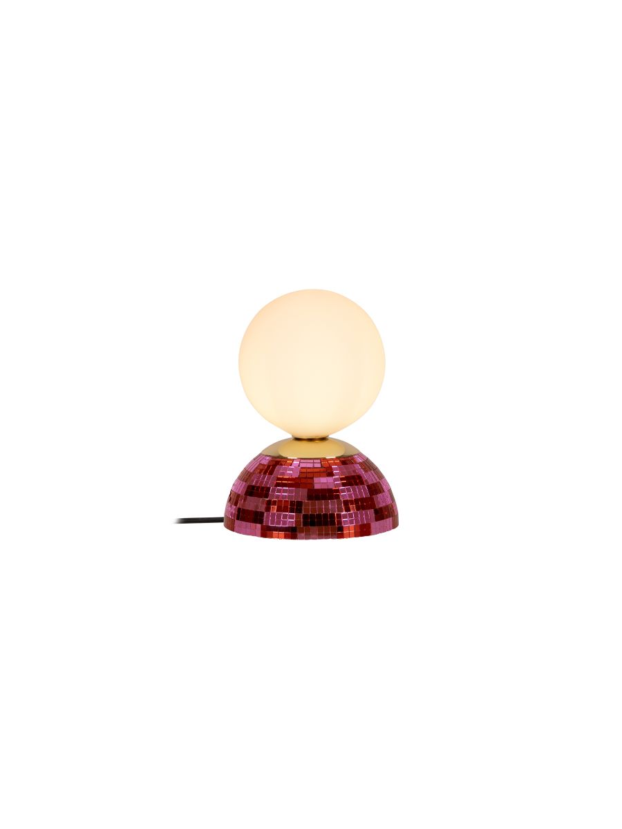 GLITZER LAMPE DE TAB. ROSE Ø14 1XG9 5W VERRE