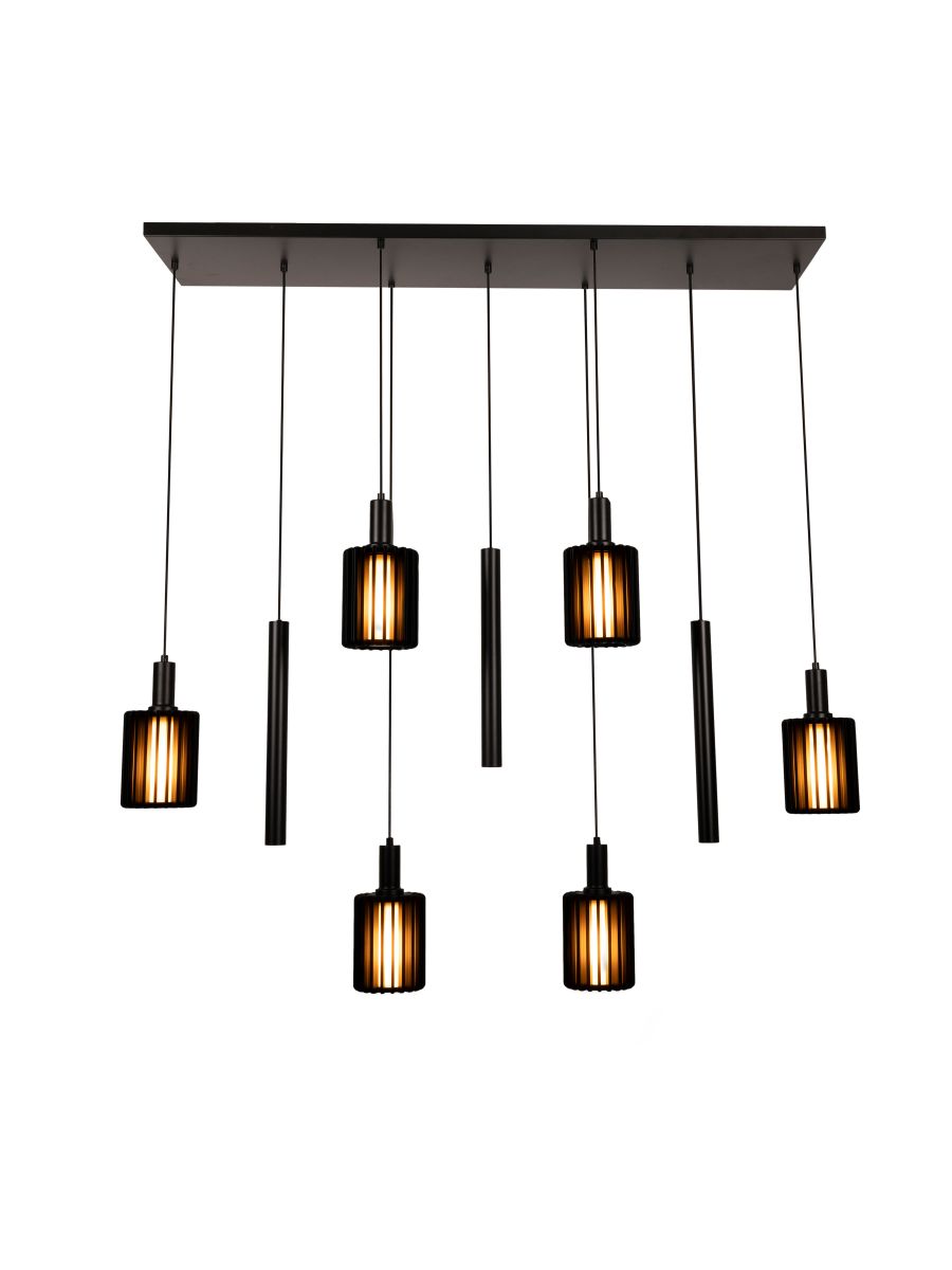LAMBRES SUSPENSION NOIR 6XE27 40W ALUMIN.